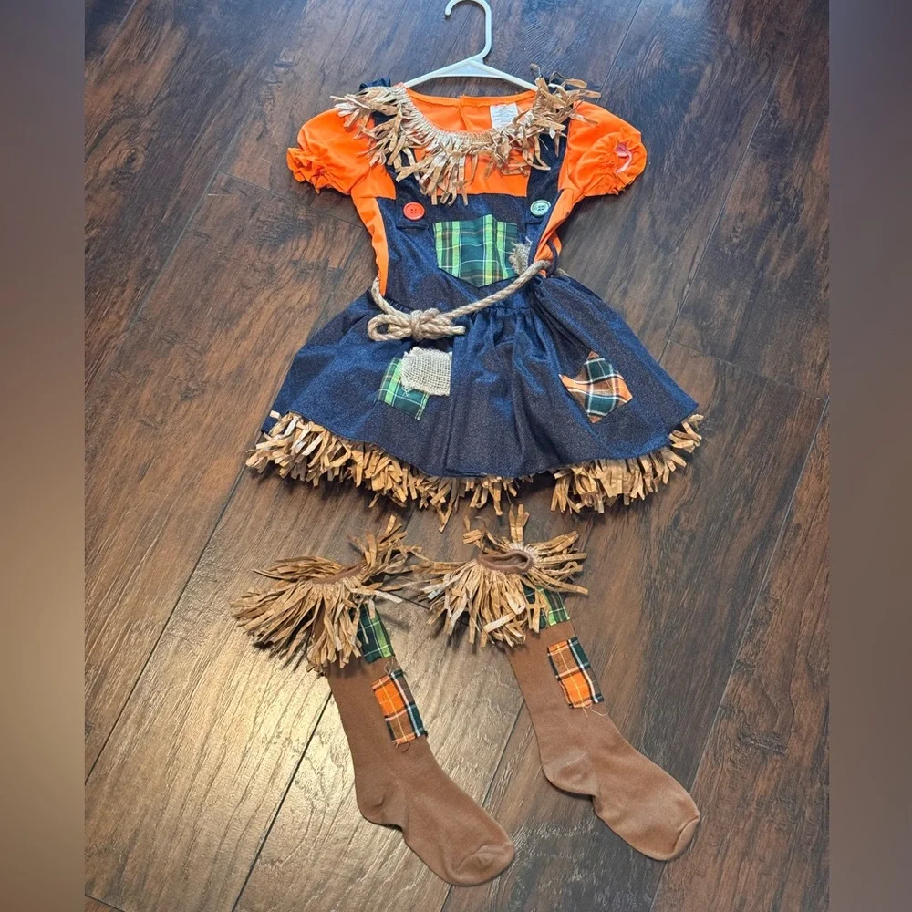 Scarecrow Girl Childs Halloween Costume Dress Size 6-6X Halloween Harvest‎